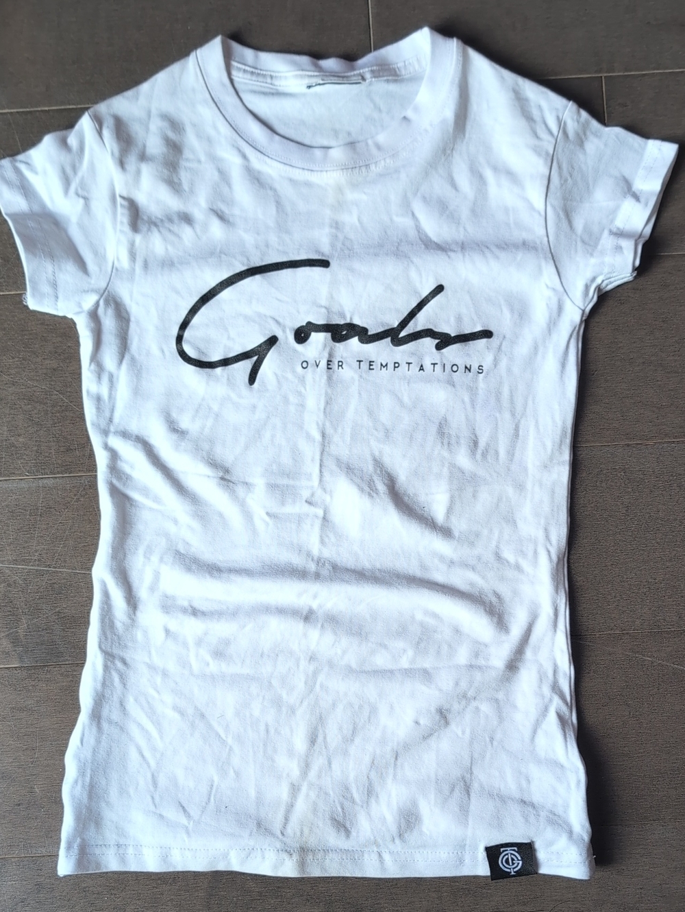 Goals Over Temptations Women’s White Graphic Tee